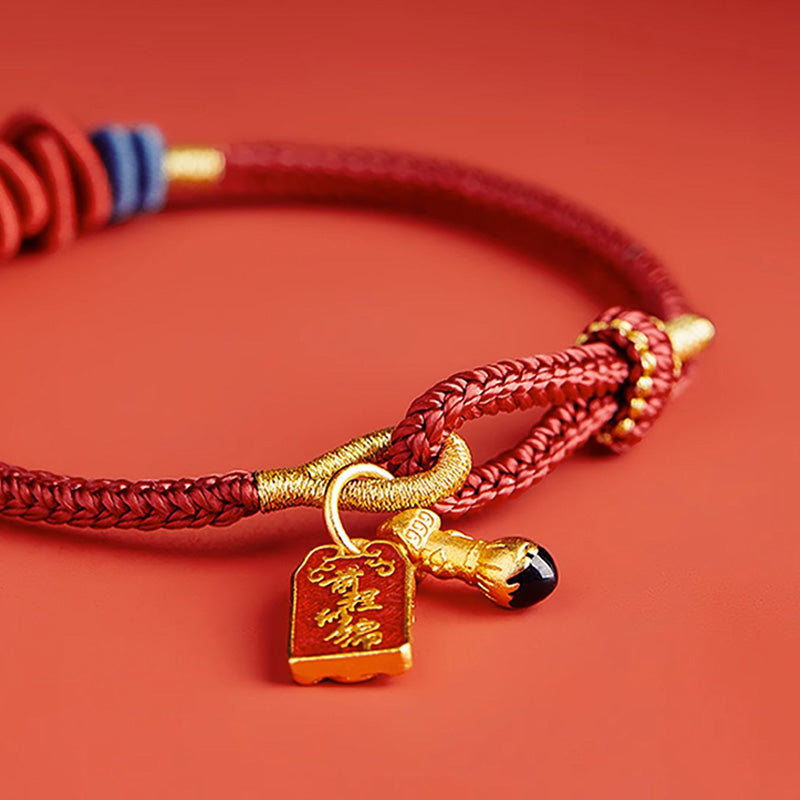 Nimara Ritual 925 Sterling Silver Koi Fish Charm Wealth Success Braided Bracelet