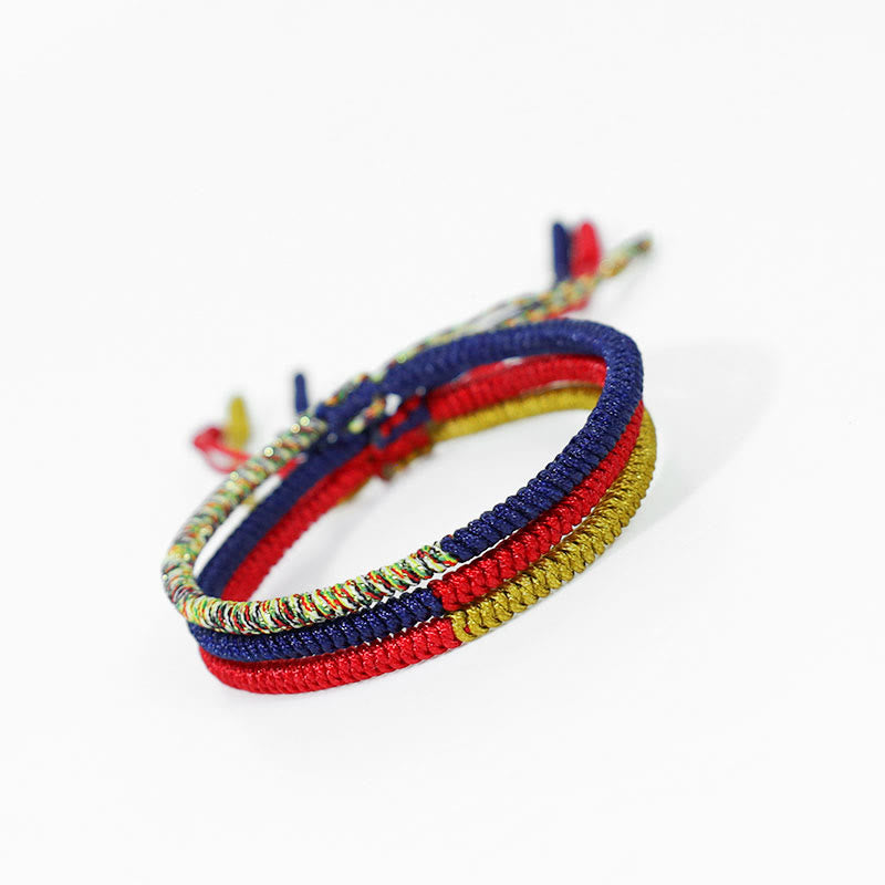 Nimara Ritual Tibet Handmade Multicolor King Kong Knot Faith Protection Braided Two-Color String Bracelet