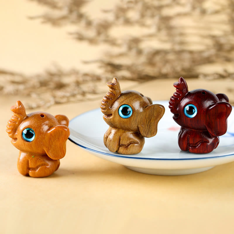 Nimara Ritual Sandalwood Small Leaf Red Sandalwood Green Sandalwood Lucky Mini Elephant Carved Protection Decoration