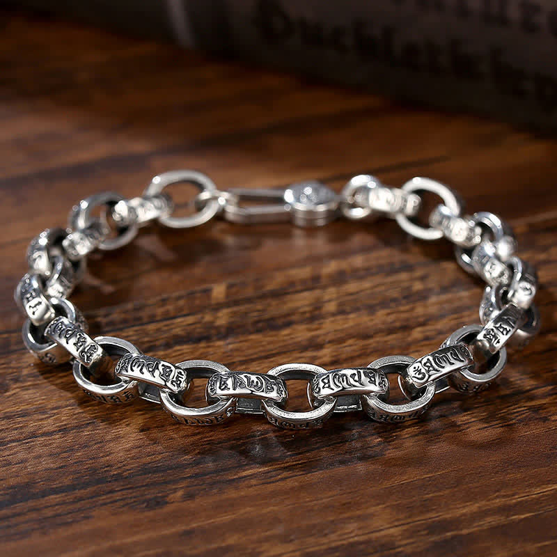 Nimara Ritual 925 Sterling Silver Om Mani Padme Hum Engraved Peace Bracelet Bangle