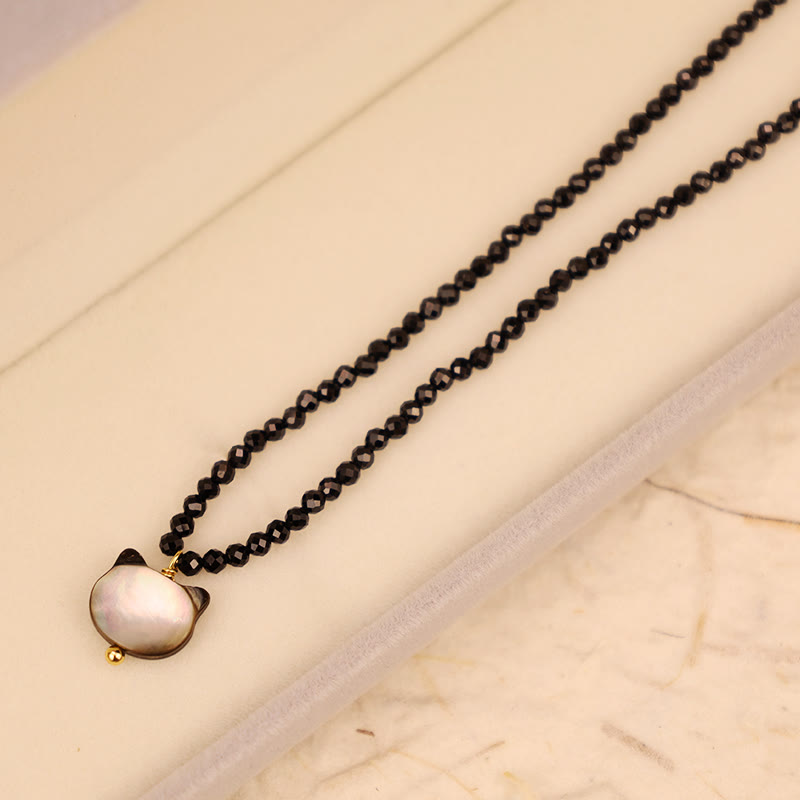 Nimara Ritual Black Spinel Cute Cat Motivate Choker Necklace
