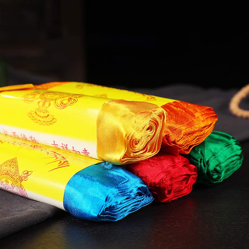 Nimara Ritual Tibetan Blessing Auspicious 5 Colors Jacquard Khata Decoration