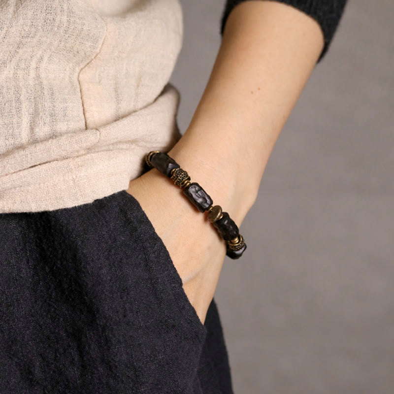 Nimara Ritual Tibetan Ebony Wood Copper Calm Peace Bracelet