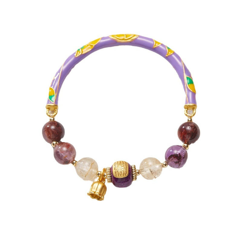 Nimara Ritual Purple Phantom Purple Jade Scripture Citrine Love Wisdom Bracelet Bangle