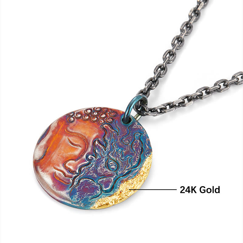 Nimara Ritual 999 Sterling Silver 24K Gold Half Demon Half Buddha Compassion Necklace Pendant