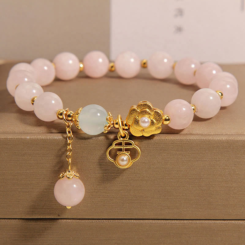 Nimara Ritual Natural Pink Crystal Lucky Flower Warmth Bracelet