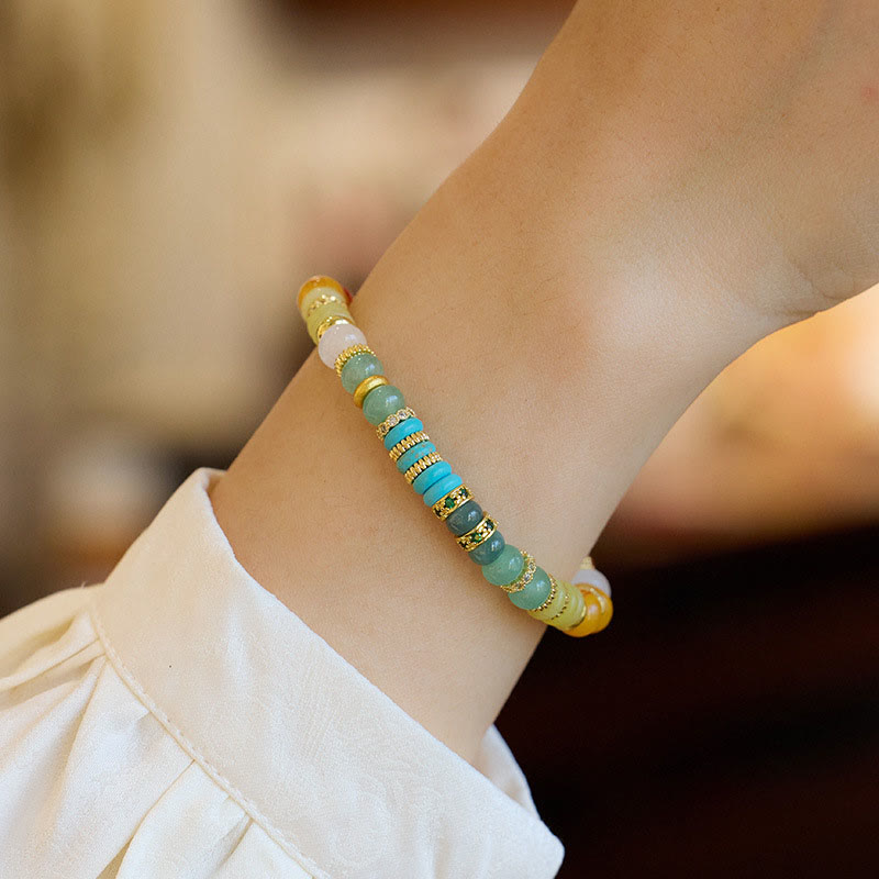 Nimara Ritual Natural Red Agate Jade Rainbow Confidence Bracelet
