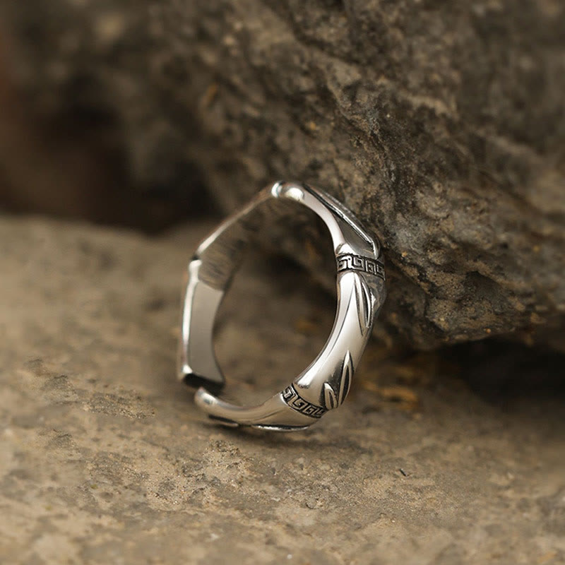 Nimara Ritual Simple Bamboo Design Copper Luck Wealth Adjustable Ring