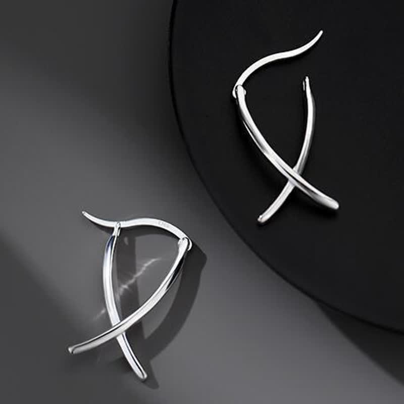 Nimara Ritual Geometric Cross Design Luck Hoop Earrings