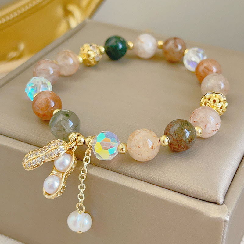 Nimara Ritual Sun Stone Colorful Rutilated Quartz Wealth Peanut Charm Bracelet