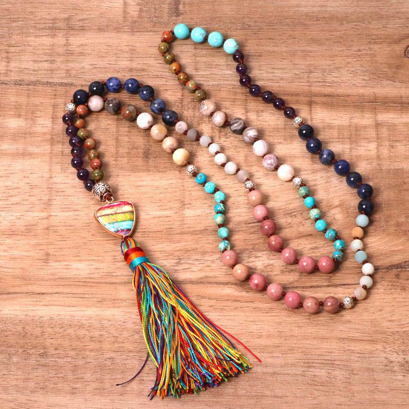 Nimara Ritual Tibetan Turquoise Lazurite Zebra Jasper Balance Necklace