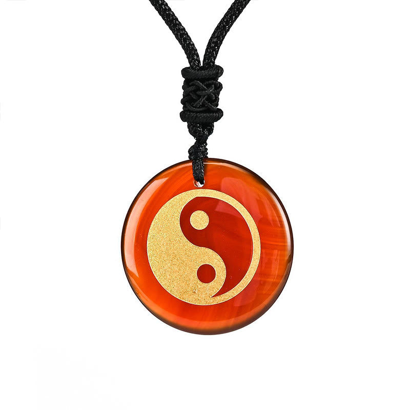 Nimara Ritual Various Crystal Amethyst Tiger Eye Green Aventurine Yin Yang Spiritual Necklace Pendant