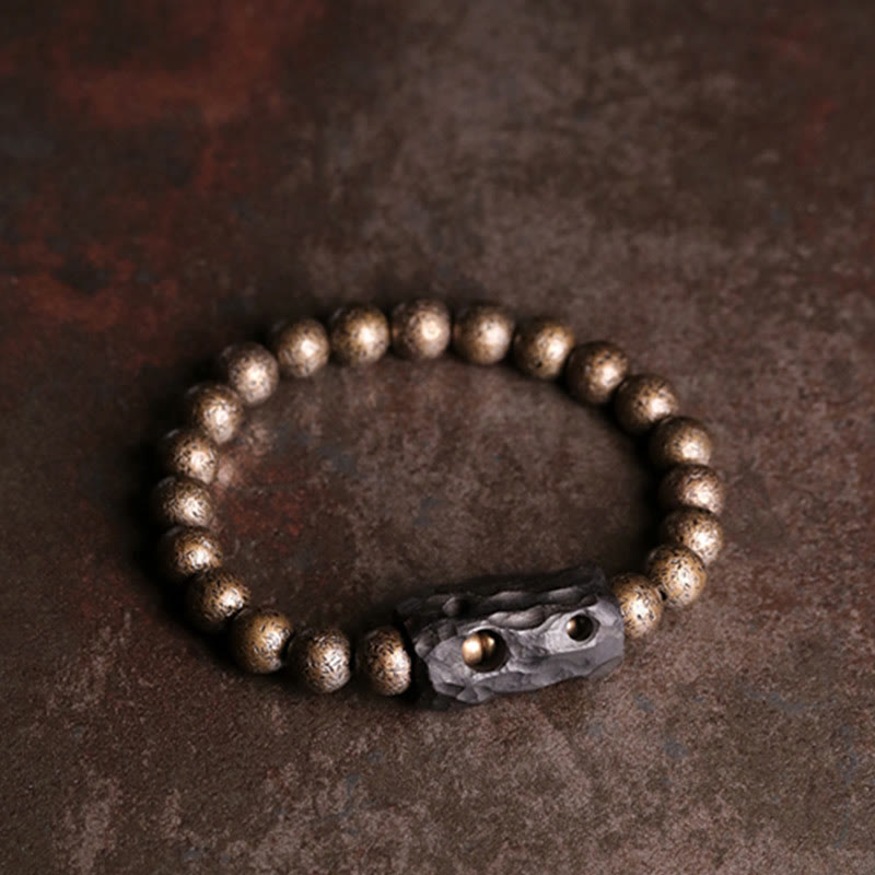 Nimara Ritual Tibet Ebony Wood Copper Peace Balance Beaded Bracelet