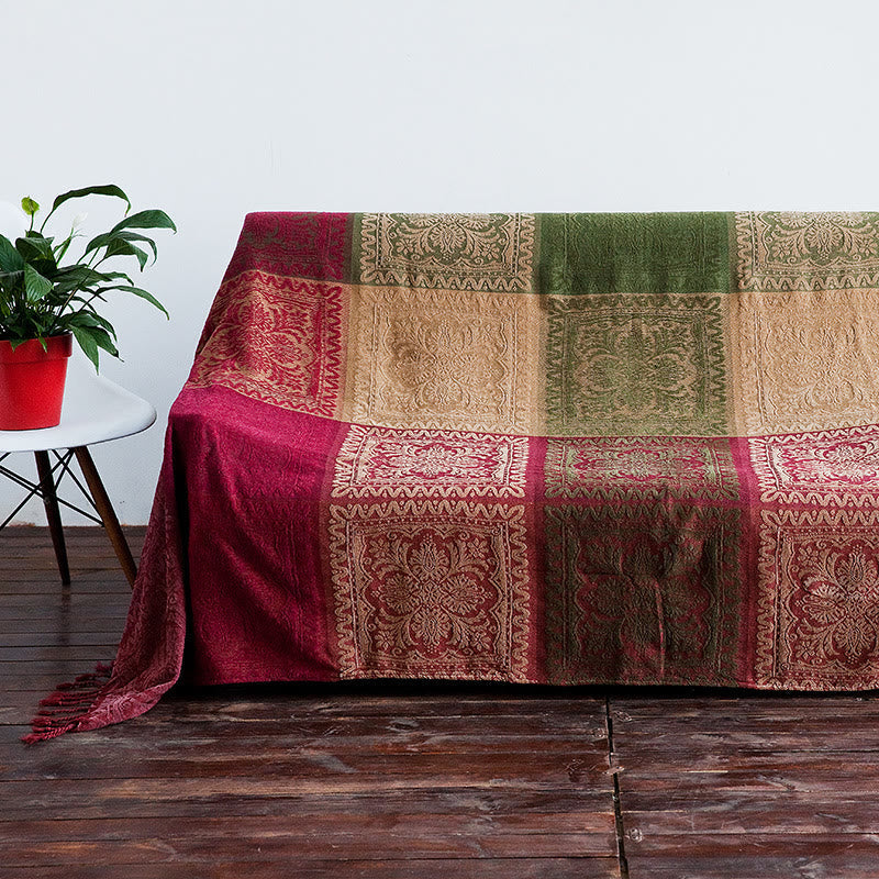 Nimara Ritual Tibetan Multicolored Flower Pattern Hand-Dyed Blanket