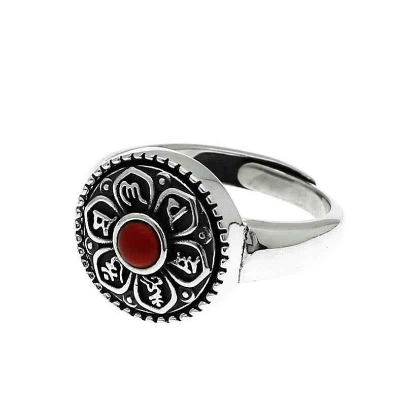 Nimara Ritual Tibetan Om Mani Padme Hum Peace Rotatable Ring