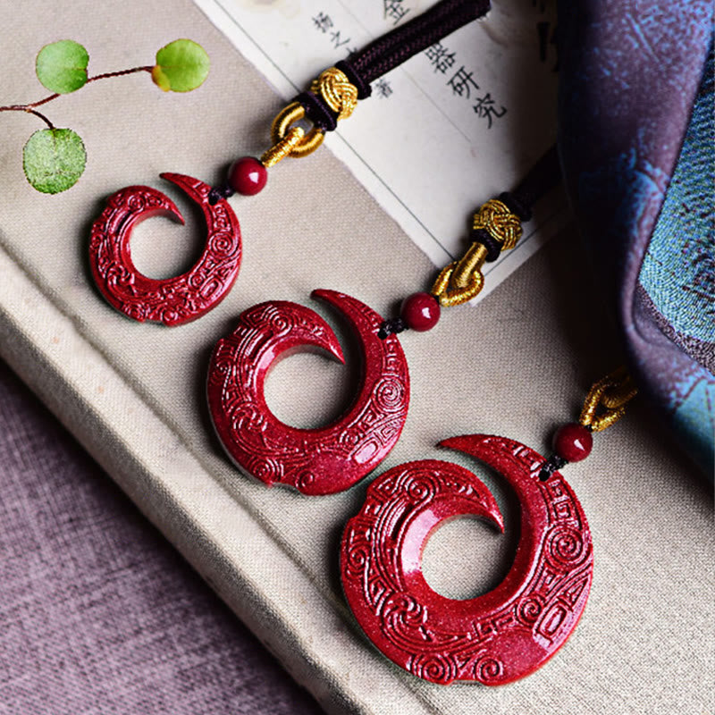 Nimara Ritual One's Luck Improves Design Patern Natural Cinnabar Blessing Necklace Pendant