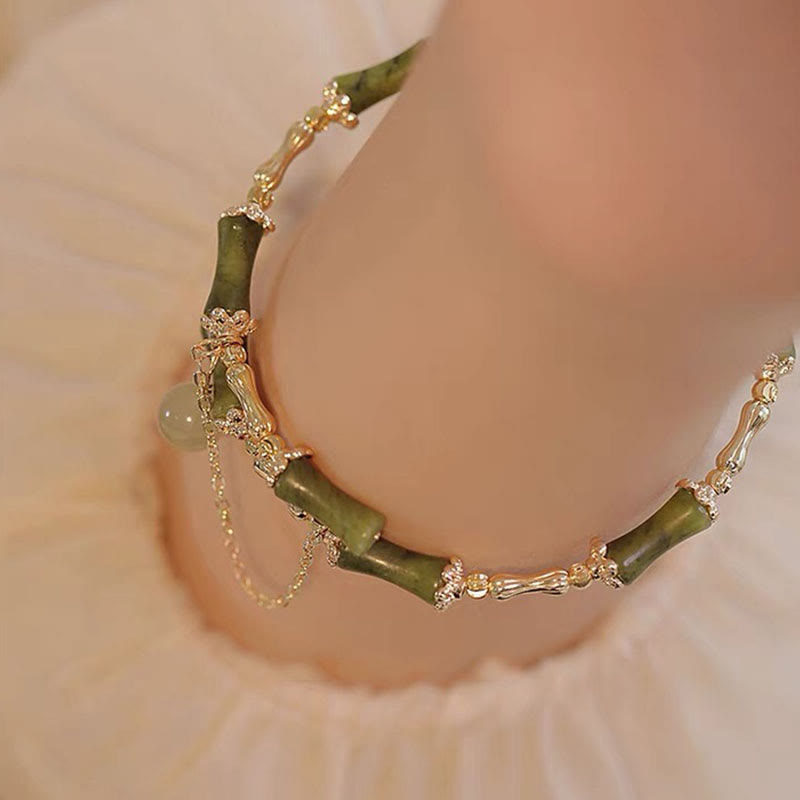 Nimara Ritual Bamboo Jade Pattern Luck Bracelet Bangle