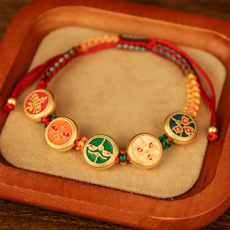 Nimara Ritual Tibetan Five God Of Wealth Colorful Rope Braided Luck Bracelet
