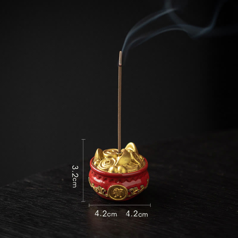Nimara Ritual Small Treasure Bowl Lucky Bag Bagua Tray Healing Ceramic Stick Incense Burner Decoration