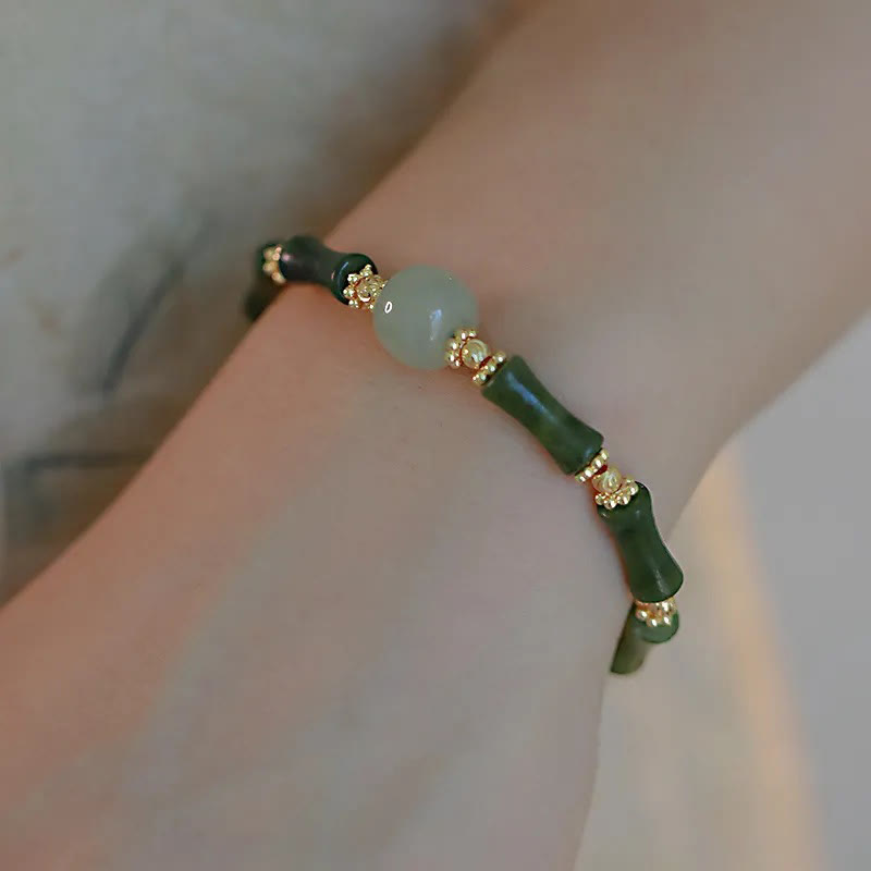 Nimara Ritual Glass Bead Bamboo Luck Strength Chain Bracelet