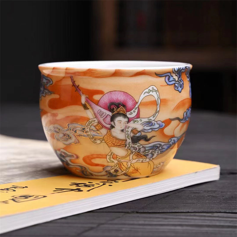 Nimara Ritual Dunhuang Color Flying Apsaras Teacup Kung Fu Tea Cup
