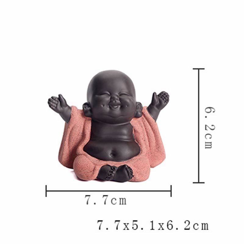 Nimara Ritual Always Smiling Laughing Buddha Wealth Luck Purple Clay Maitreya Statue Decoration
