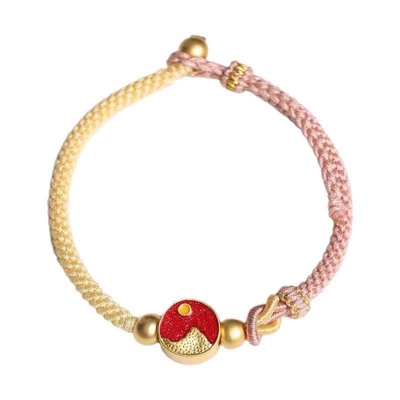 Nimara Ritual Handmade Mountain and Sea Engraved Luck Two-Color String Couple Bracelet
