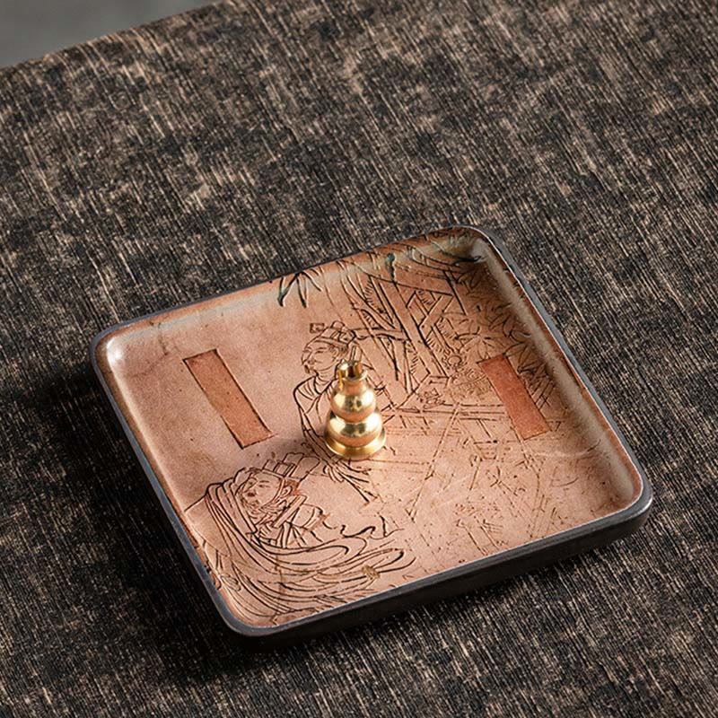 Nimara Ritual Mountain Lake Flower Leaf Healing Ceramic Plate Tray Stick Incense Burner Decoration