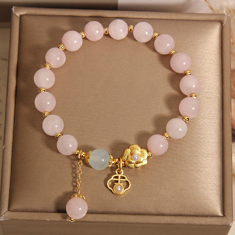 Nimara Ritual Natural Pink Crystal Lucky Flower Warmth Bracelet