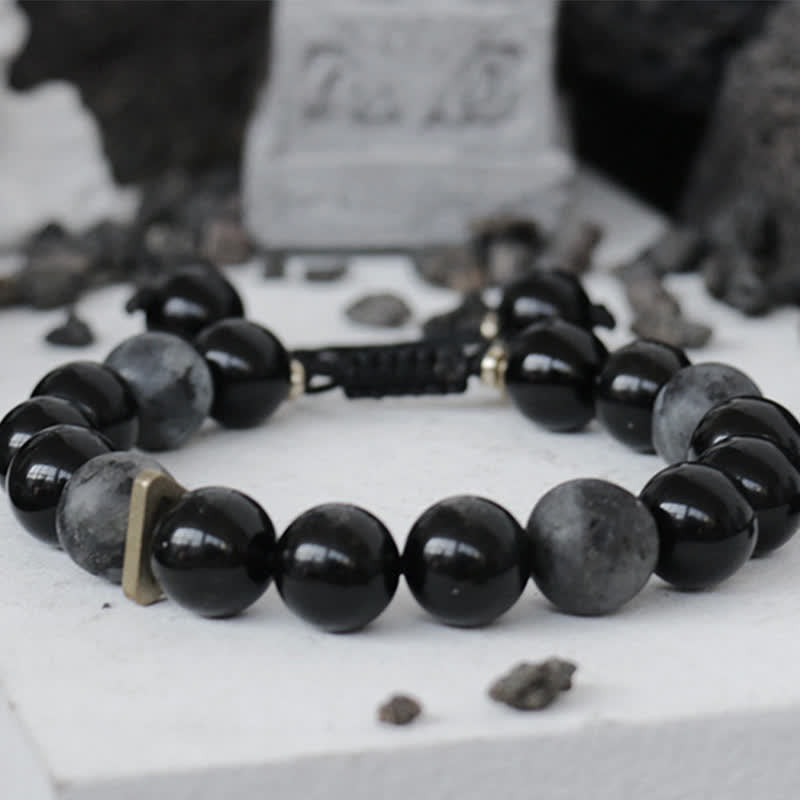 Nimara Ritual Black Obsidian Black Glitter Stone Purification Bracelet