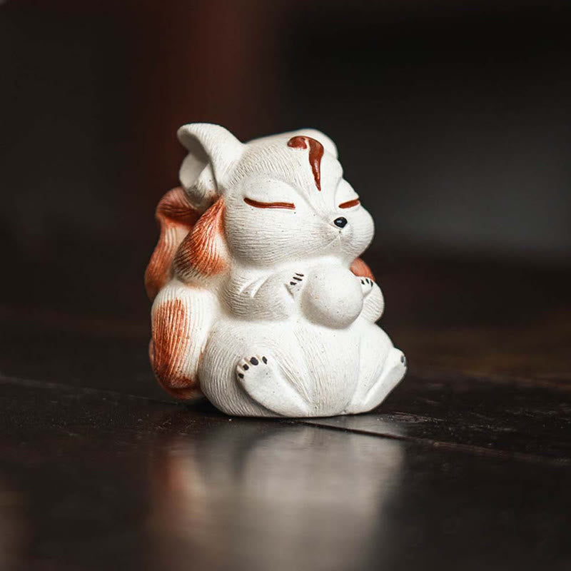 Nimara Ritual Mini Nine Tailed Fox Purple Clay Luck Desk Decoration
