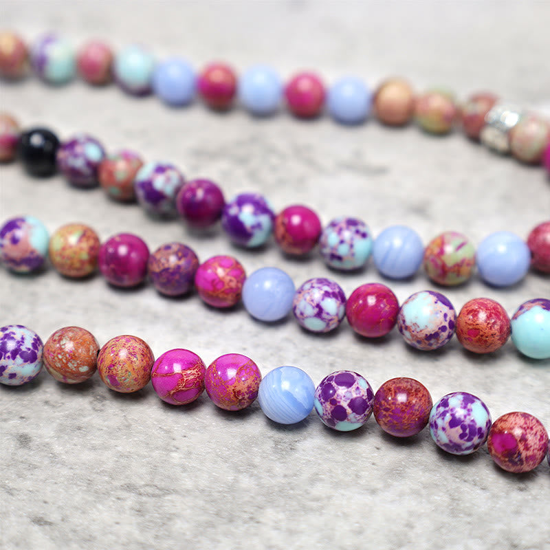 Nimara Ritual Natural Purple Miano Real Stone Lotus Mala