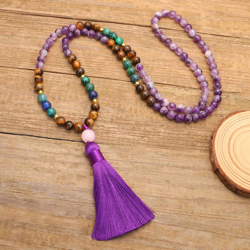 Nimara Ritual Tibetan Amethyst Purify Bracelet Mala Set