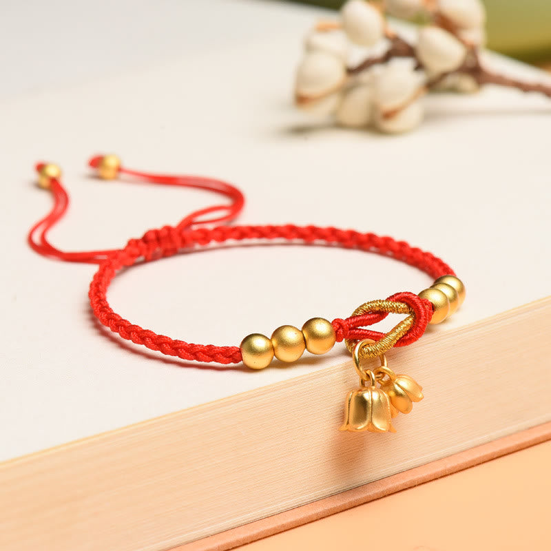 Nimara Ritual Handcrafted Lily Of The Valley Flower Charm Design Luck Protection Braided Bracelet