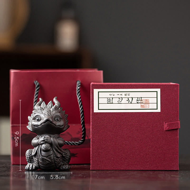 Nimara Ritual Luck Dragon Wealth Tea Pet Purple Clay Figurine Decoration