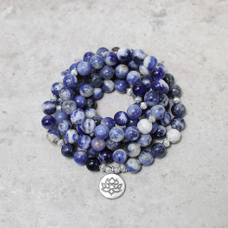 Nimara Ritual Natural Blue Aventurine Lotus Peace Necklace Bracelet