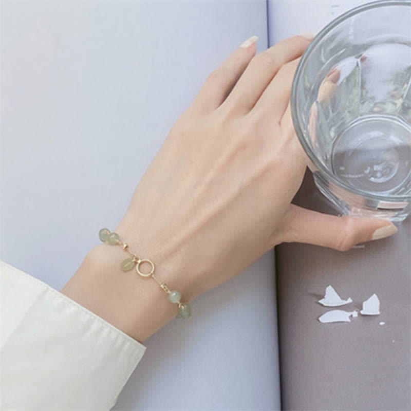 Nimara Ritual Unique Natural Hetian Jade 14K Gold filled Luck Beaded Bracelet