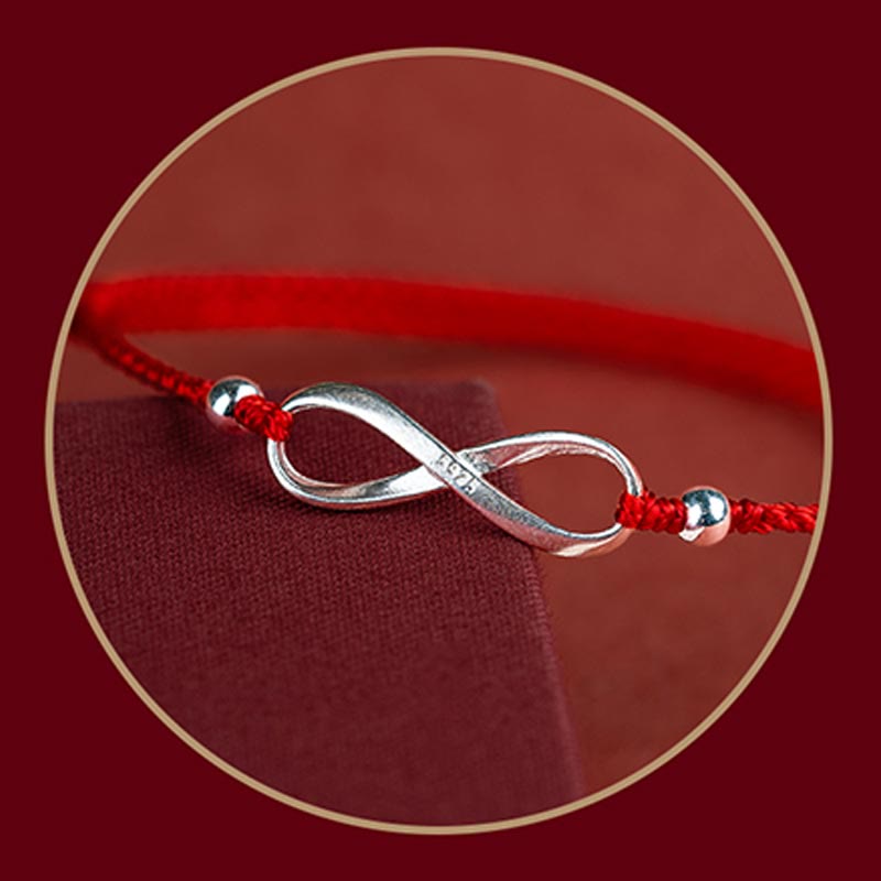 Nimara Ritual 925 Sterling Silver Endless Knot Protection Luck Red String Bracelet Anklet