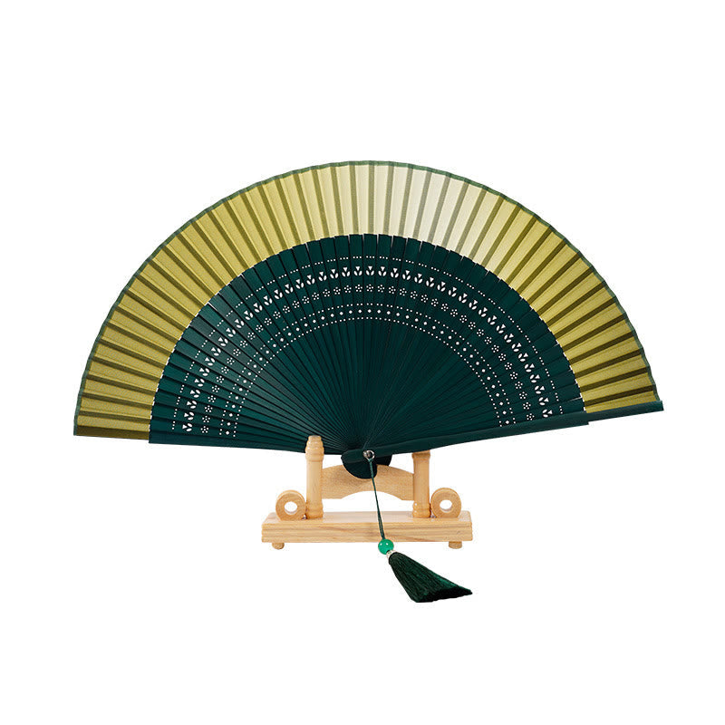 Nimara Ritual Gradient Color Hollow Engraved Handheld Bamboo Folding Fan