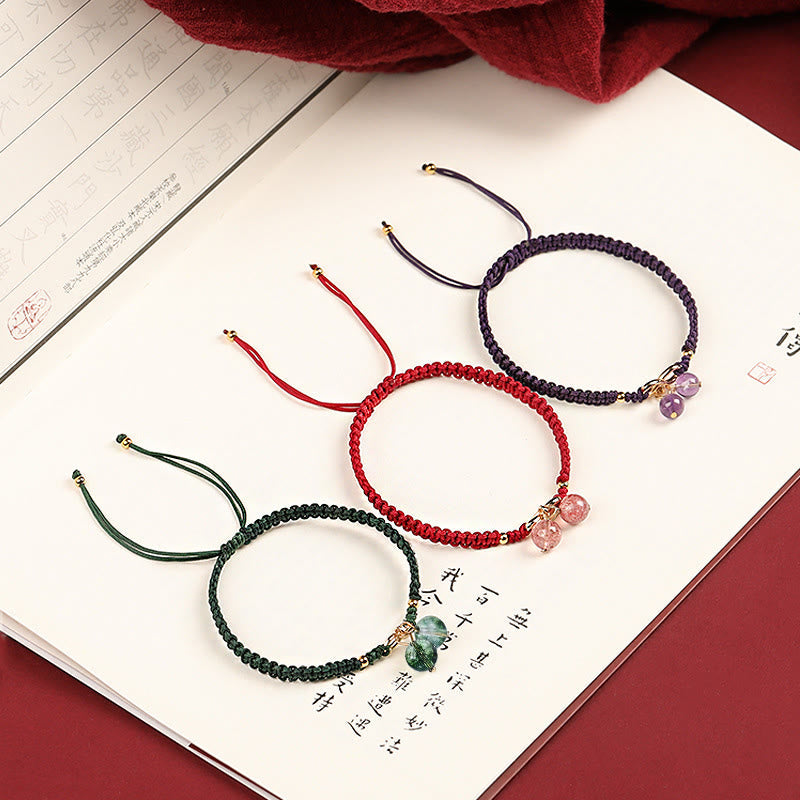 Nimara Ritual Natural Strawberry Quartz Amethyst Green Phantom Bead Positive Bracelet