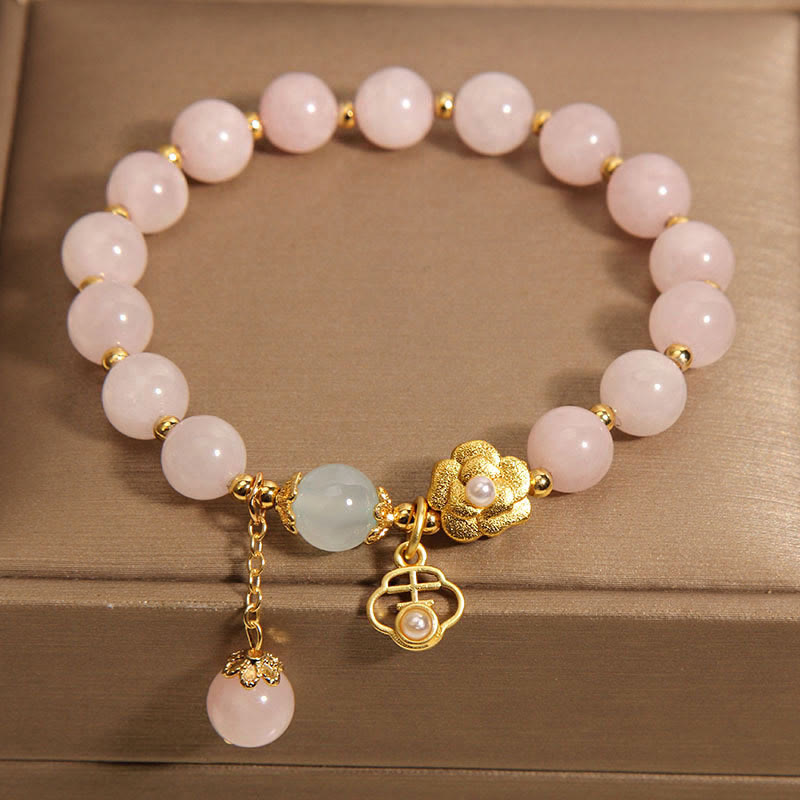 Nimara Ritual Natural Pink Crystal Lucky Flower Warmth Bracelet
