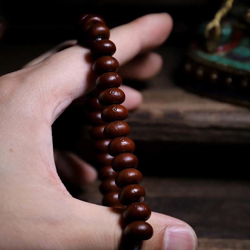 Nimara Ritual Natural Tibet 108 Mala Beads Purple Bodhi Seed Three-eyed Dzi Bead Copper Dorje Harmony Bracelet