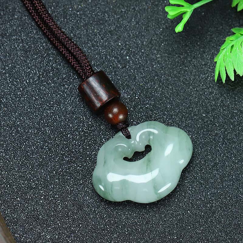 Nimara Ritual Tianshan Jade Golden Silk Jade Chinese Lock Charm Abundance Necklace Pendant