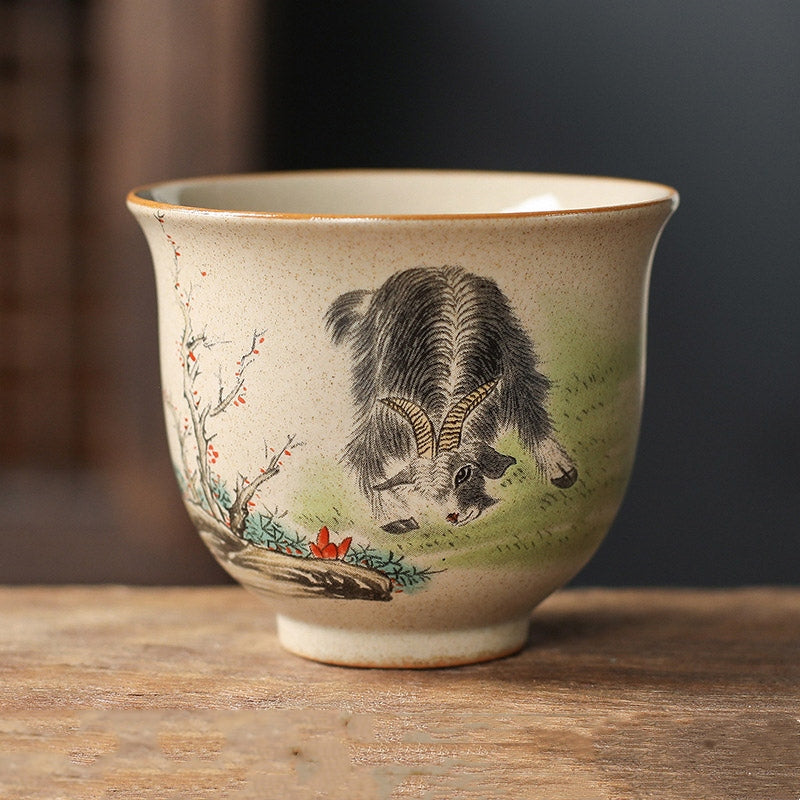 Nimara Ritual 12 Chinese Zodiac Ceramic Teacup Kung Fu Tea Cup 130ml