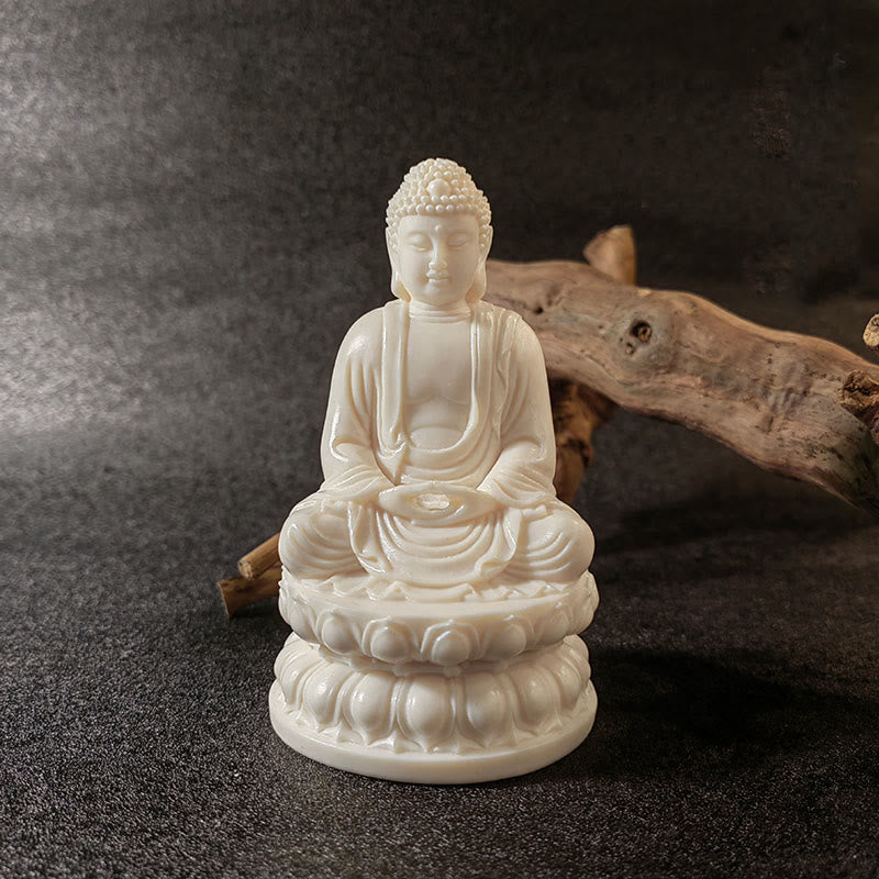 Nimara Ritual Mini Ivory Fruit Tathagata Buddha Lotus Kwan Yin Avalokitesvara Manjusri Samantabhadra Serenity Desk Decoration