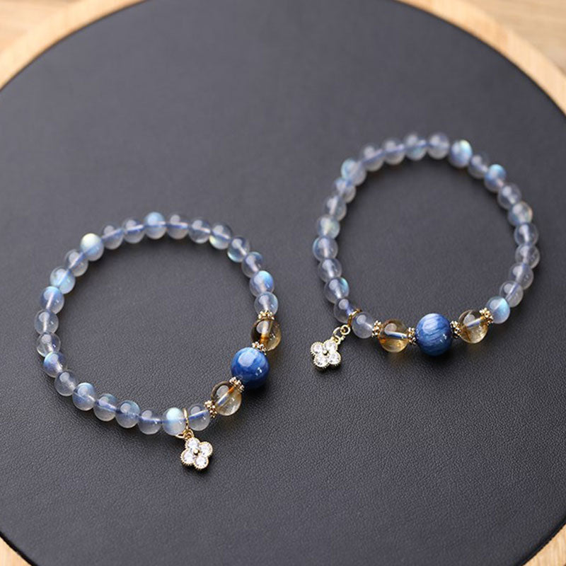 Nimara Ritual Natural Moonstone Flower Chram Healing Beads Bracelet