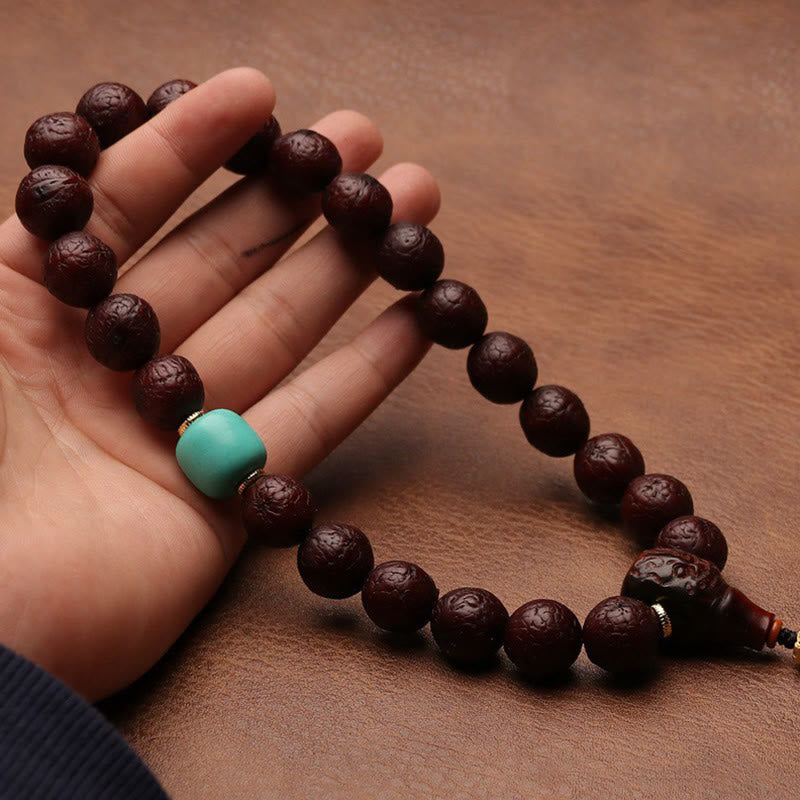 Nimara Ritual Tibetan Bodhi Seed Agate Bead Luck Wealth Tassel Charm Wrist Mala