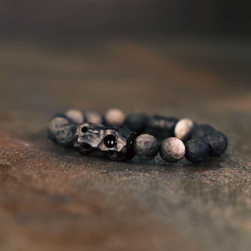 Nimara Ritual Silver Sheen Obsidian Ebony Wood Soothing Bracelet