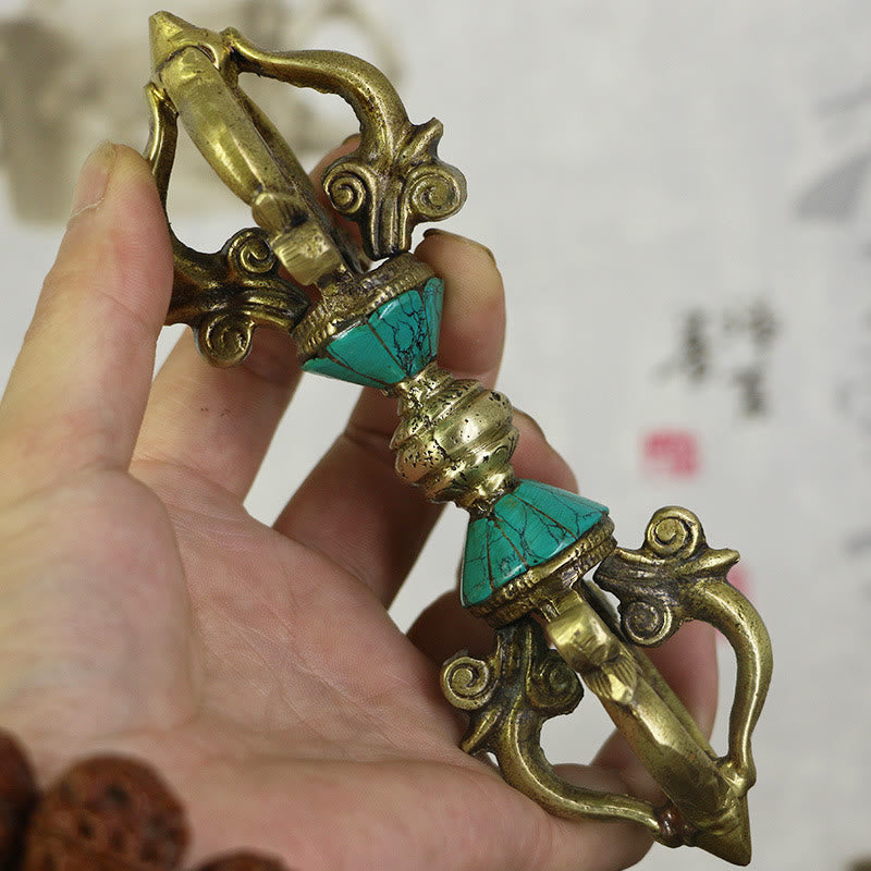 Nimara Ritual Tibetan Five Prong Vajra Dorje Handcrafted Nepal Spiritual Power Copper Decoration