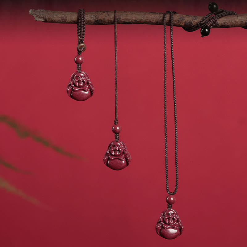 Nimara Ritual Laughing Buddha Cinnabar Blessing Necklace Pendant Phone Hanging Decoration Key Chain